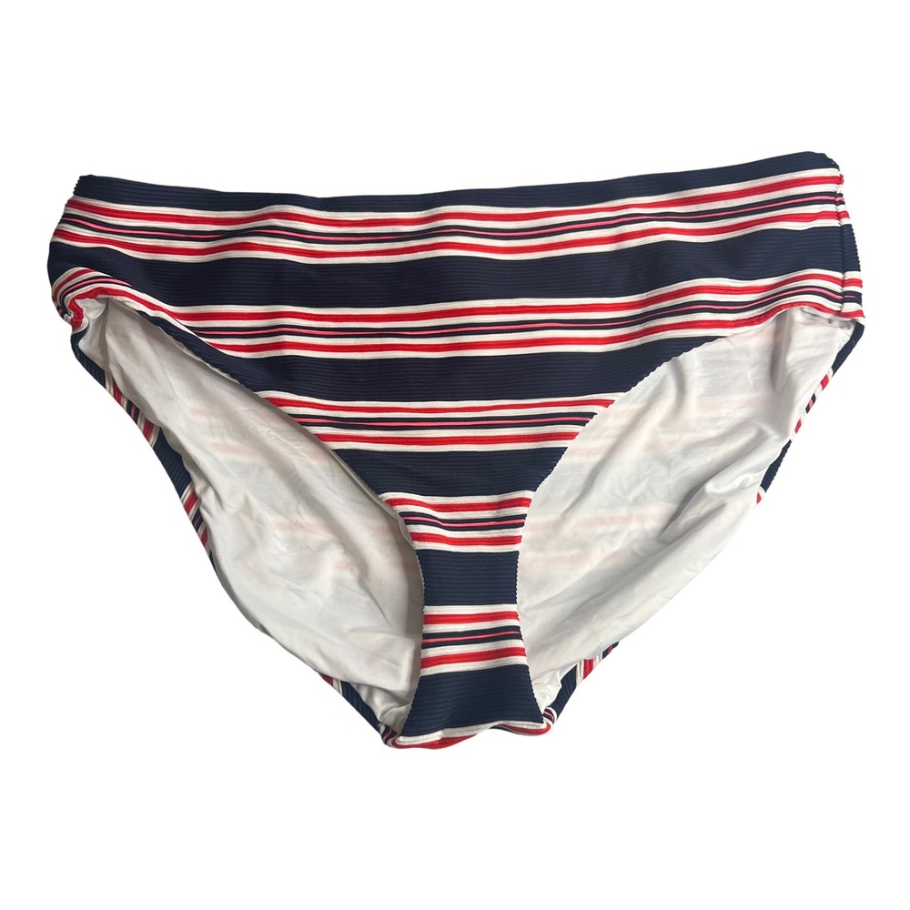 La Blanca Nautical Bikini Bottoms Sz 16W Navy Red White Stripe Tummy Control NWT